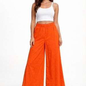 Women's Orange Wide-Leg Pants